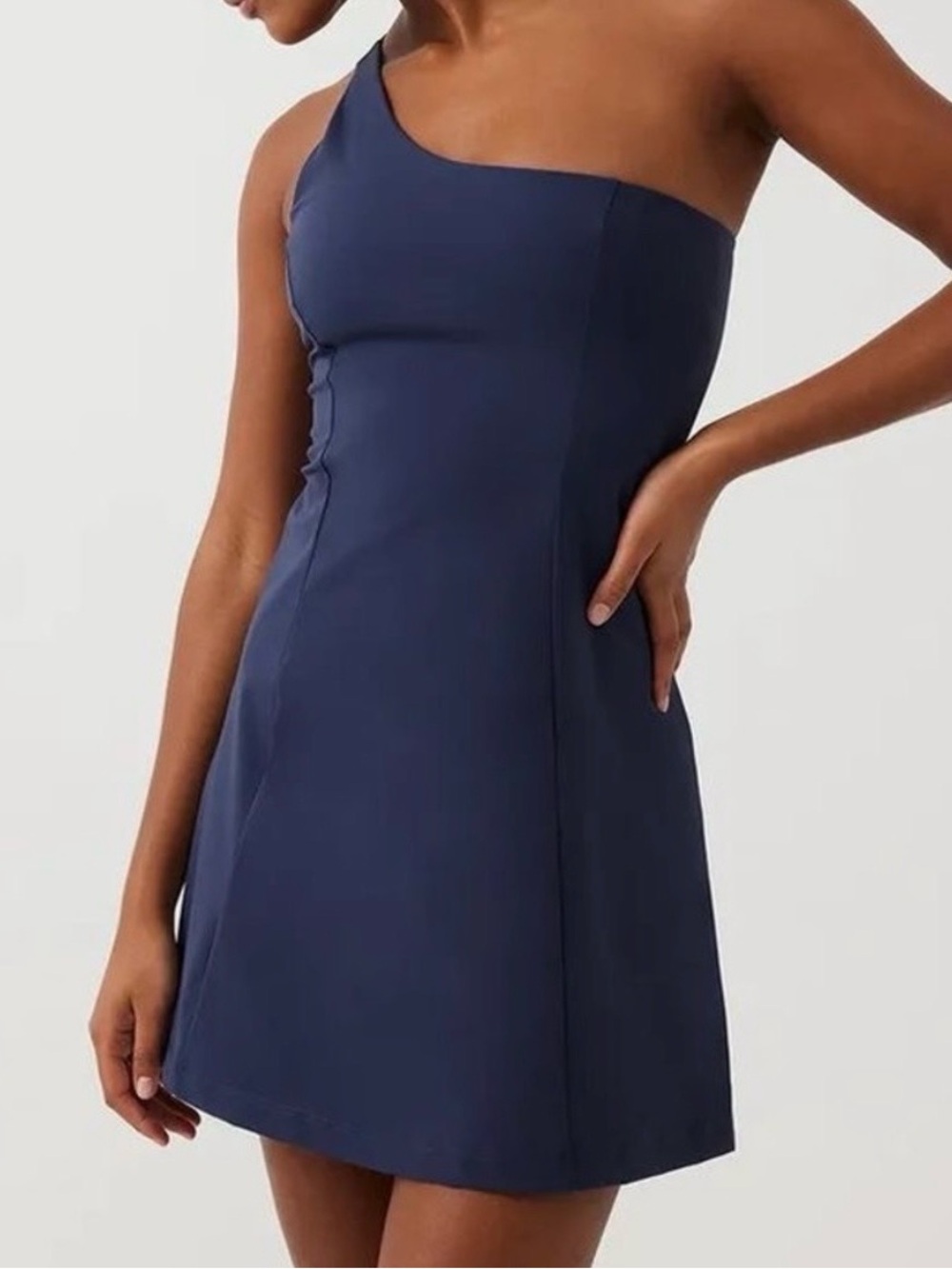 Outdoor Voices One Shoulder Activewear Dress Women’s XS Navy Blue Built In Bra